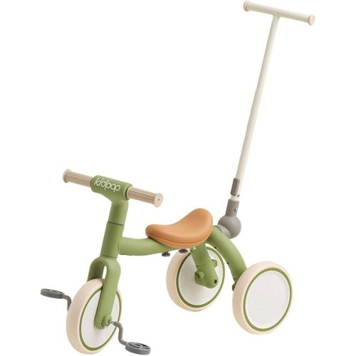 4-in-1 Toddler Tricycle with Adjustable Push Handle for 1-4 Year Old,Birthday Gift and Toy for Boys and Girls Removable Pedals Balance Bike&Scooter (Green)