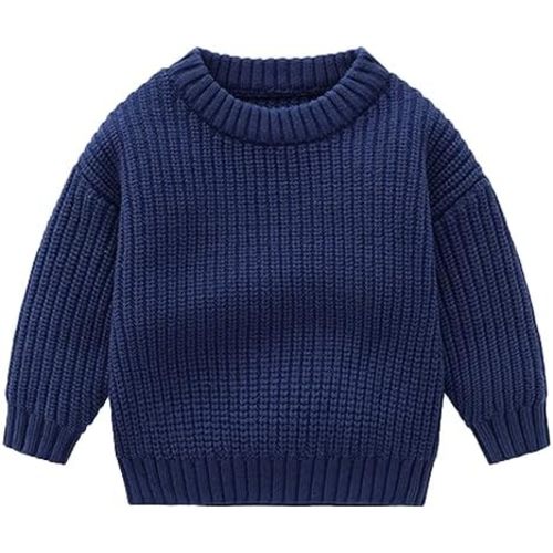 Toddler Baby Girl Boy Knit Sweater Solid Color Long Sleeve Warm Pullover Tops Fall Winter Clothes