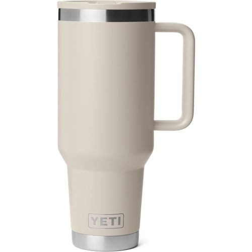 YETI Rambler 40 oz Travel Mug with Flip Straw Lid – Stainless Steel, Vacuum Insulated, Leakproof, Cup Holder Friendly, Cape Taupe