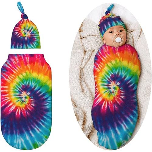 Tie Dye Swaddle Blankets Newborn Receiving Blanket Baby Swaddle Wrap Soft Sleeping Sack for Baby Girls Boys