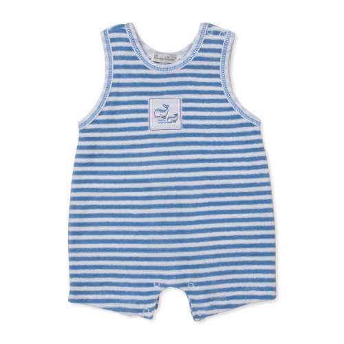 Whale Pods Blue Stripe Terry Sleeveless Playsuit