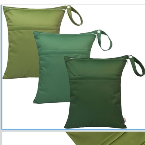 ALVABABY 3pcs Baby Cloth Diaper Wet/Dry Bags|Waterproof Reusable with Two Pockets|Travel, Beach, Pool, Daycare, Soiled Baby Items,Yoga,Gym Bag for Swimsuits or Wet Clothes 3L-ZM09