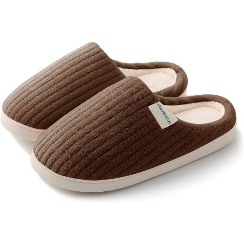 HUXMEYSON Slippers for Women, Warm Memory Foam Comfy House Slippers with Anti-Skid Rubber Sole for Indoor and Outdoor
