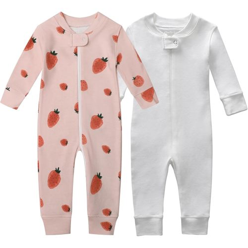Owlivia Organic Cotton Baby Boy Girl Zip up Sleep 'N Play Pjs, Footless, Long Sleeve