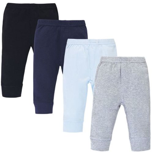 Touched by Nature Baby and Toddler Boy Organic Cotton Pants 4pk, Navy Gray Solid