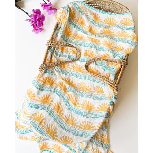 Sun + Wave Swaddle - Ocean Nursery Decor | Beachy Baby Charm – Coca + B.