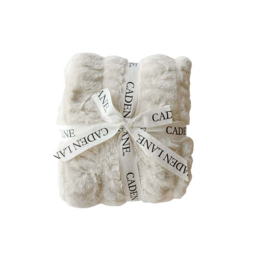 Double-Ruched Faux Fur Blankets | Caden Lane