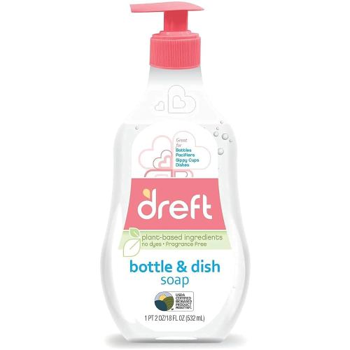 Dreft Dish Soap, Plant Based, Fragrance Free, 18 Fl Oz (Pack of 1)