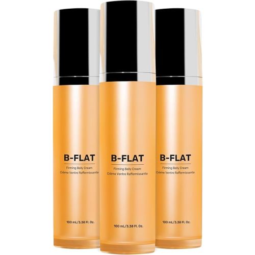 MAËLYS B-FLAT Belly Firming Cream for Women - Skin Tightening & Moisturizing Treatment with Shea Butter & Bentonite Clay - Smooths Look of Stretch Marks - Postpartum Body Care (3 Pack)