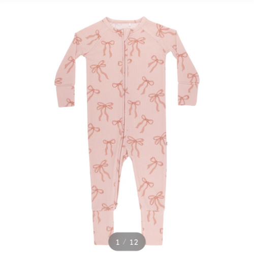 Coquette Bows Small Ribbed Zip Romper