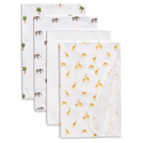 Delta Children 100% Cotton Flannel Baby Receiving Blankets - 4pk - Safari Friends