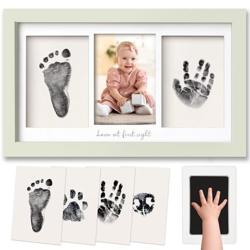 Inkless Hand and Footprint Kit, Boy Girl Newborn Keepsake (Alpine White) | No Mess Ink Pad for Baby Handprint, Clean Touch Paw Print Kit for Dog Picture Frame, Personalized Baby Christmas Shower Gifts