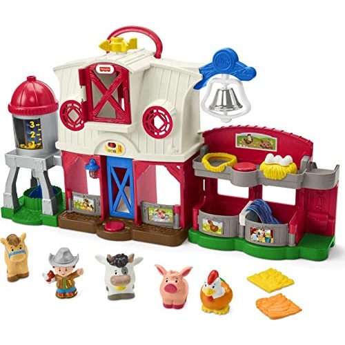 Fisher-Price Little People Caring for Animals Farm Electronic Interactive playset with Smart Stages Learning Songs for Toddlers Ages 1 and up (Amazon Exclusive)