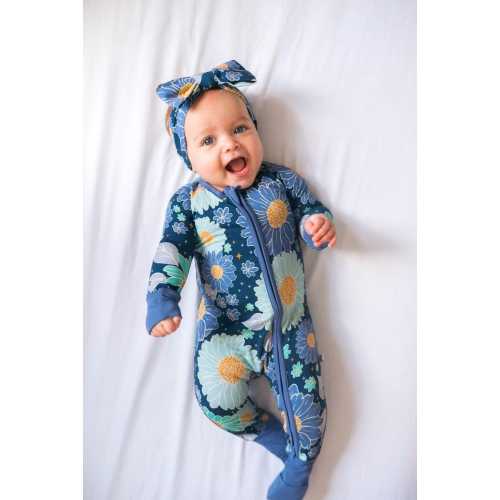 flowers Baby Bamboo Zipper Romper Pajamas–Unisex Toddler Sleepwear–Gender Neutral Baby Outfit–Newborn Gift–girl Day Nightwear