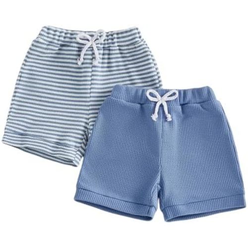 Toddler Baby Boy Summer Shorts Solid/Stripes Jogger Short Bottoms 2-Pack Infant Summer Clothes 6 12 18 Months 2T 3T