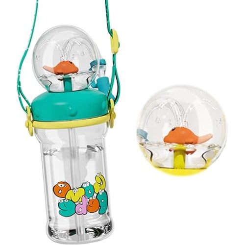 Drinking Cup With Whale Squirt, Cute Whale Cup Water Bottle, Whales Spray Sippy Cups, Leak Proof Weighted Straw Cups for kids (350ml/Green)