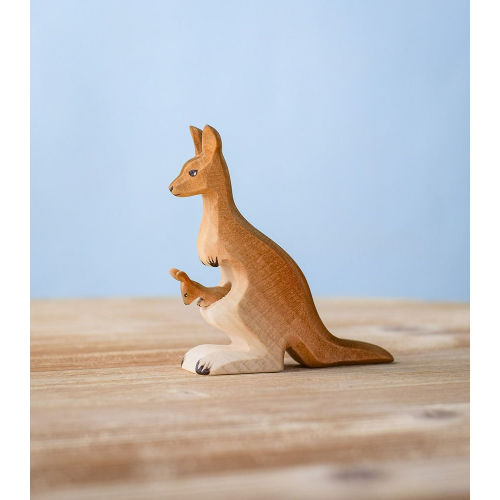 Bumbu Toys Handcrafted Wooden Mama Kangaroo and Joey | themulberrytreehouse