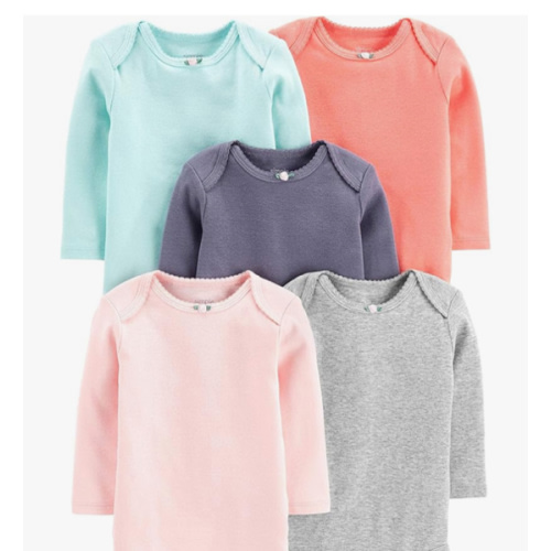 Simple Joys by Carter's Baby Girls' Long-Sleeve Bodysuit, Pack of 5