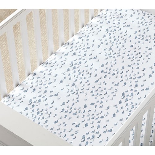 Organic Watercolor Whale Fitted Crib Sheet - 5x8' - 44 x 63"