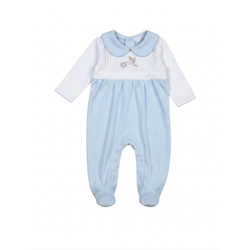 Blue Welcome Baby Hand Embroidered Footie – Posh Tots Children's Boutique