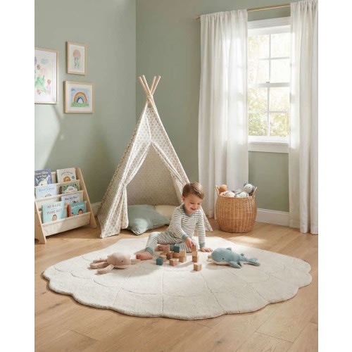 Ivory 5' 1 x 6' 4 Playtime Kids Wool Freeform Rug | Rugs.com