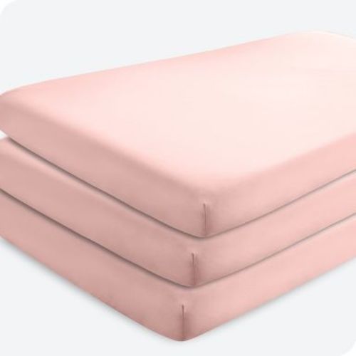 Ultra Soft Easy Care Fitted Crib Sheet by Bare Home - Crib, Pink Slipper (3 Pack)