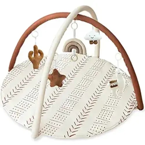 Baby Activity Gym Mat Mudcloth Baby Activity Center with 5 Hanging Toys