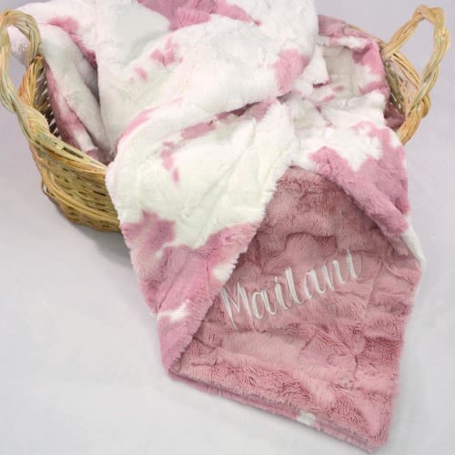 Personalized Pink Cow Print Minky Blanket, Cow Blanket for Babies, Kids and Adults