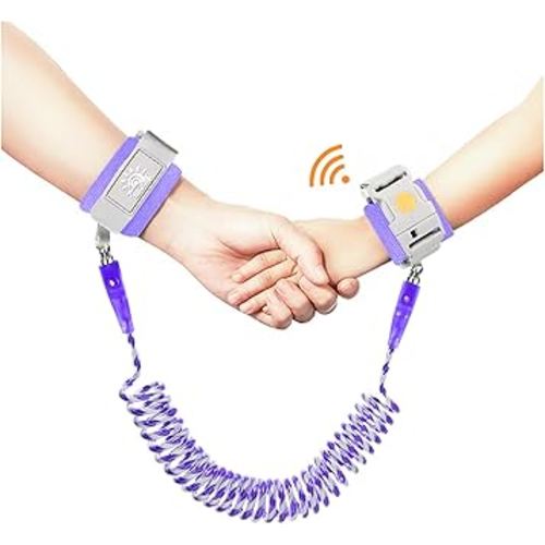 Anti Lost Wrist Link,Toddler Harness Walking Leash with Induction Lock,Reflective Child Wrist Leashes for Baby,6.56ft Kids Leash for Supermarket Mall Airport Amusement Park Zoo Travel（Purple）