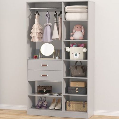 Aheaplus 40'' W Freestanding Closet System Walk-in Closet Organizer with Drawers and Hanging Rod