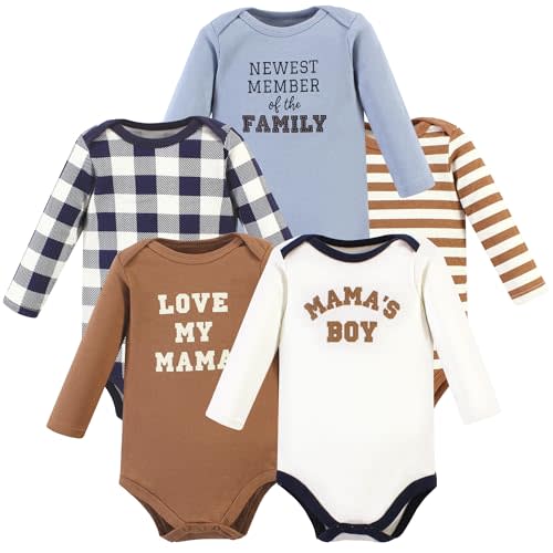 Hudson Baby baby-boys Cotton Long-sleeve Bodysuits 5-pack