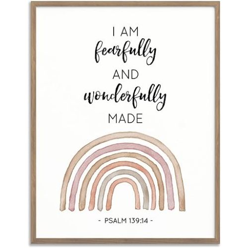 SWITHOM Inspirational Bible Verse Wall Art, I Am Fearfully And Wonderfully Made,