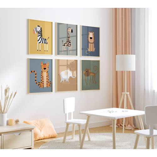 Safari Animal Nursery Prints: Boho Jungle Art