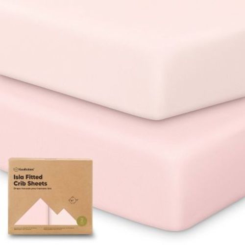 KeaBabies 2pk Isla Fitted Crib Sheets for Boys, Girls, 52x28 Baby Crib Sheet, Fits Standard Nursery Crib Mattresses (Mist Rose)