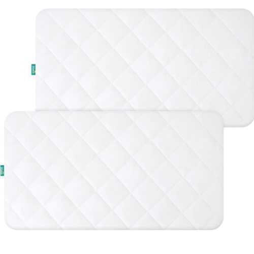 Waterproof Crib Mattress Protector 2 Pack Fitted Crib Sheets Cover Toddler Bed Mattress Pad Protector for Boys Girls, Skin-Friendly & 100% Absorbent Machine Wash