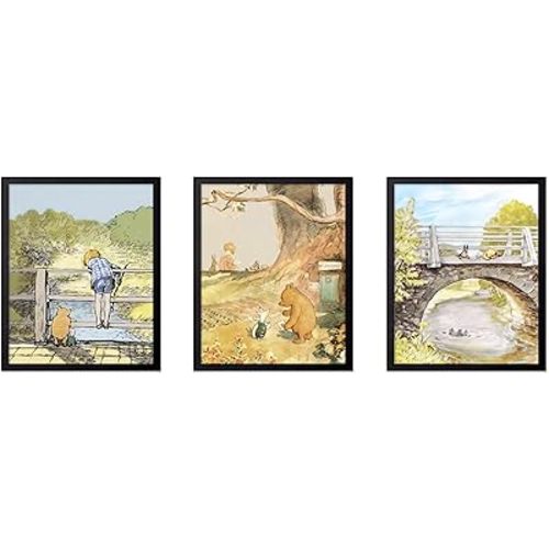 Poster Master 3-Piece Playing Together Print - Cute Pooh & Friends Poster - Nursery Art - Pooh Wall Decor - Great Playroom or PoohKids Room Decor - 11x14 Unframed Wall Art