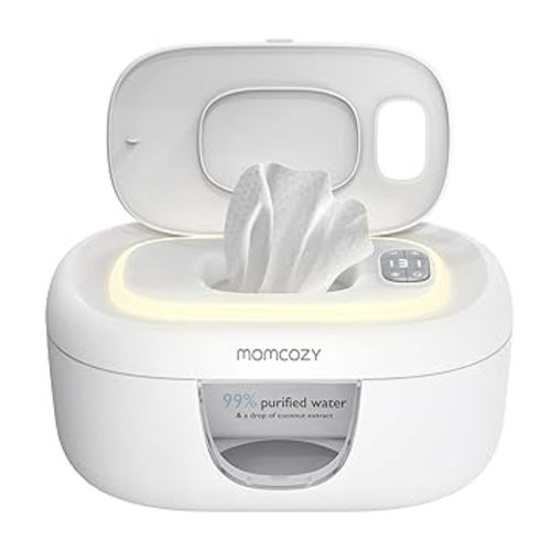 Momcozy Baby Wipe Warmer, Innovative Spring Design, Large Capacity Wipes Dispenser for 60-80pcs, Fast & Even Heating, 4 Modes of Temperature Heating Control, Diaper Wipe Warmer with Night Light, Grey