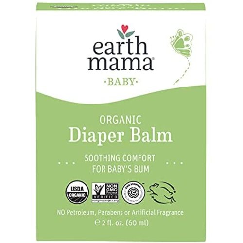 Organic Diaper Balm by Earth Mama Safe Calendula Cream to Soothe and Protect Sensitive Skin, Non-GMO Project Verified, 2-Fluid Ounce