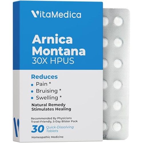 Arnica Montana 30X HPUS, Clinical Grade, Quick Dissolve Tablets, Five-Day Recovery Pack for Pain and Bruise Relief After Surgery or Injury, Natural Healing, Gentle on the Stomach - 30 Count