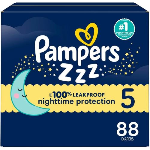 Pampers ZZZ Overnight Diapers, Size 5 (27+ lbs), 88 Count, Nighttime Protection Disposable Baby Diaper, Night Time Leak and Skin Protection