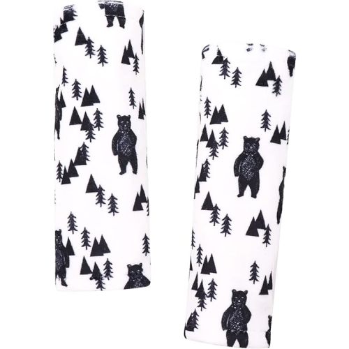 Baby Car Seat Belt Covers, Bear Car Seat Strap Covers for Boys, Fleece Stroller Strap Cover for Kids, Soft Car Seat Neck Cover, Newborn Car Seat Straps Shoulder Protectors, 2 Pack