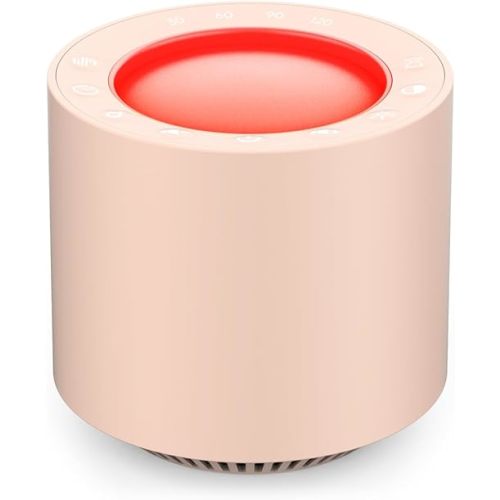 Dimmable Nursery Night Light: Red Light Therapy Sleep Sound Machine with 38 Soothing Sounds & Calming Womb Soother Memory Function, White Noise Sound Machine with Timer for Baby Adult Gift (Peach)