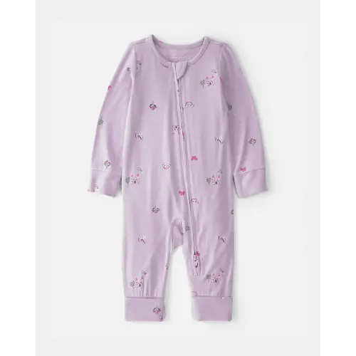 Baby Girl Fairytale 2-Way Zip PurelySoft Sleep & Play Pajama - Purple | Carter's