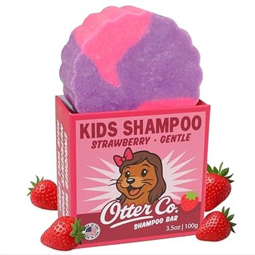 Otter co. Kids Gentle Strawberry SHAMPOO Bar – Tear Free Toddler Shampoo – Sulfate Free & Non Toxic – Made with Organic Ingredients – Vegan, Cruelty Free, Natural & Hydrating for All Hair, USA Made