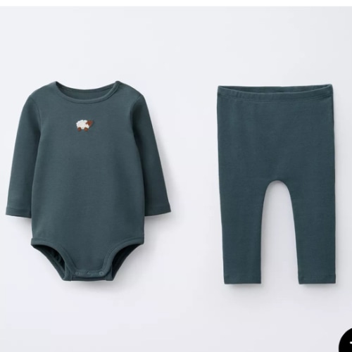SHEEP EMBROIDERY BODYSUIT AND LEGGINGS SET - Petrol blue | ZARA United States