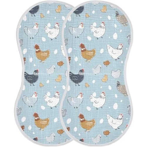 Chicken Egg Print Muslin Burp Cloths for Baby Boys Girls 2 Pack Soft Absorbent Cotton Burping Cloths Burp Cloths Towels for Newborn