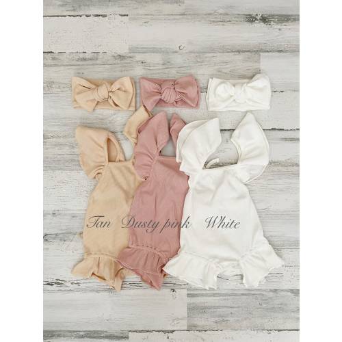 Baby Bubble romper,baby girl jumpsuit,ribbed cotton baby romper,cotton romper, baby clothes,dusty pink romper,baby shower gift,white romper