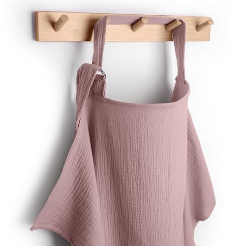 Comfy Cubs Muslin Nursing Cover, Pack of 1, 100% Muslin Breastfeeding Cover - Soft & Breathable Baby Nursing Scarf with Adjustable Neck Strap - Portable, Lightweight & Privacy Coverage - Mauve