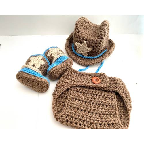 Crochet cowboy hat and boots set for baby boy / cowboy hat / cowboy boots / photoprop