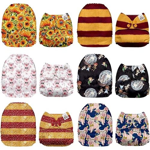 Mama Koala 1.0 Cloth Diapers for Babies, 6 Pack Pocket Shell Only (NO Inserts) - One Size Washable and Reusable Pocket Diapers for Newborns and Toddlers - 160083